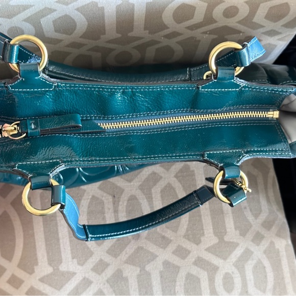 Coach Teal Blue Embossed C logo Tote with side pockets Y2K 2012 NWOT - Picture 16 of 16